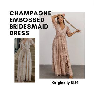 Champagne Embossed Bridesmaid Dress